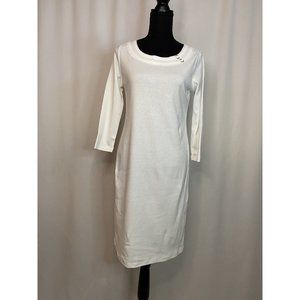 Karen Scott Sport White Shirt Dress, Size XS, Knee Length, 3/4 Sleeve